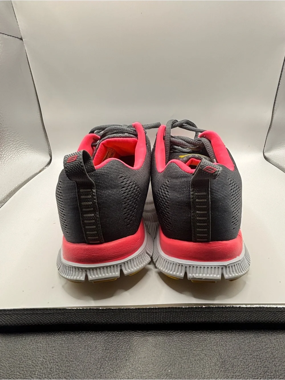 Skechers Gray Sneakers with Pink Accents and Yellow Logo